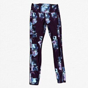 Kyodan Purple and Blue Tie-Dye Floral Leggings